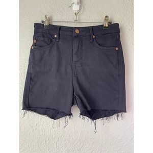 Judy Blue Denim Shorts Navy Blue Wash Frayed Hem High Waist Casual Womens Size M